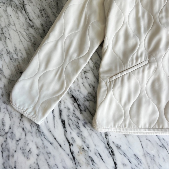 Armani Cream Quilted Jacket | Minimalist Elegant Outerwear | Size Medium - Picture 3 of 9